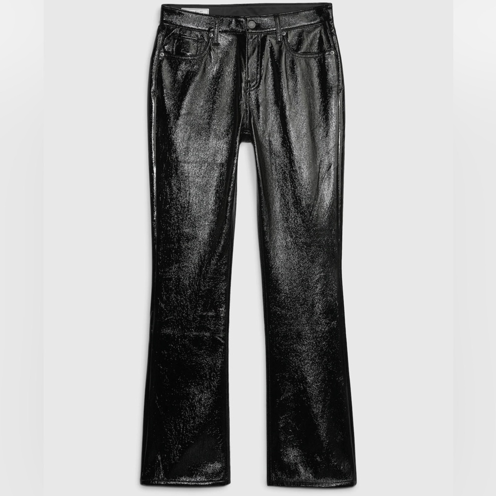 GAP Mid Rise Vegan Patent Leather Baby Boot Pants - Black - Size 31 | 12L